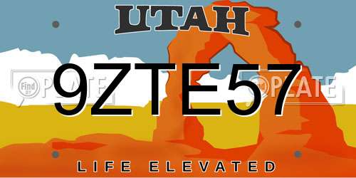 9ZTE57 Utah License Plate