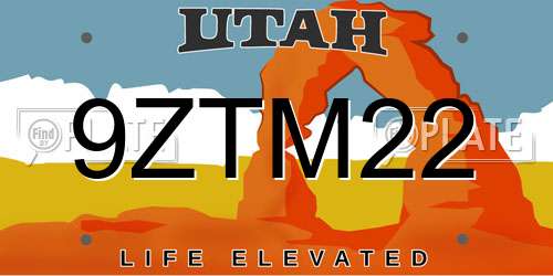 9ZTM22 Utah License Plate