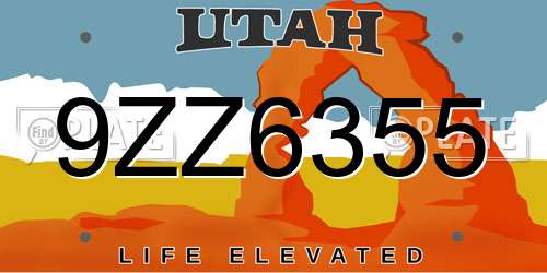 9ZZ6355 Utah License Plate