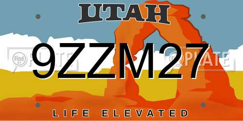 9ZZM27 Utah License Plate