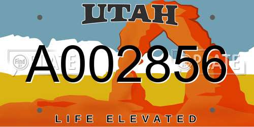 A002856 Utah License Plate