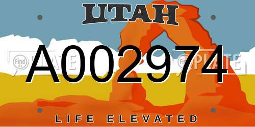 A002974 Utah License Plate