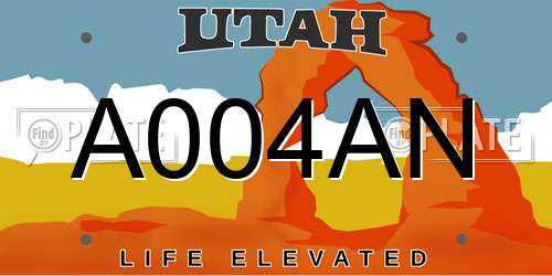 A004AN Utah License Plate
