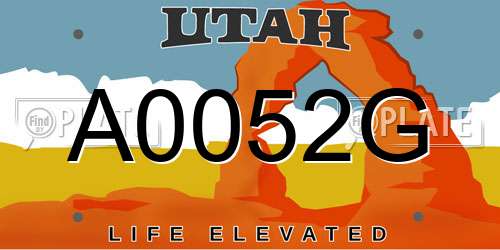 A0052G Utah License Plate