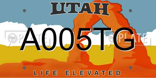 A005TG Utah License Plate