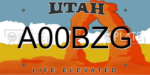A00BZG Utah License Plate