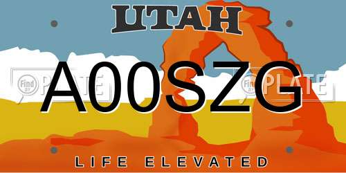 A00SZG Utah License Plate
