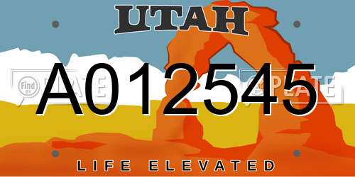 A012545 Utah License Plate