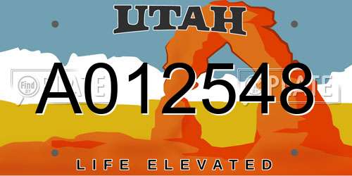 A012548 Utah License Plate