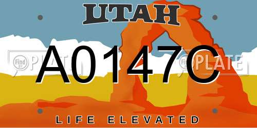 A0147C Utah License Plate