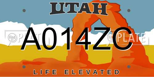 A014ZC Utah License Plate