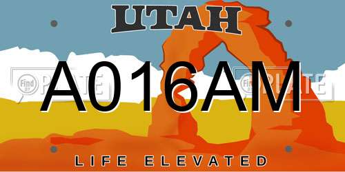 A016AM Utah License Plate