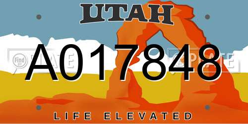 A017848 Utah License Plate