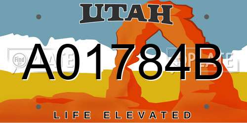 A01784B Utah License Plate