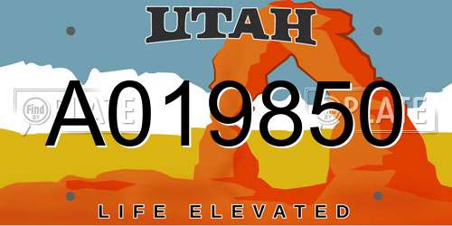 A019850 Utah License Plate