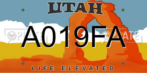 A019FA Utah License Plate