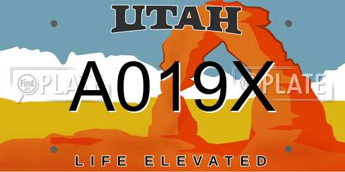 A019X Utah License Plate