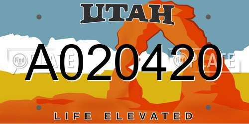 A020420 Utah License Plate