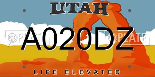 A020DZ Utah License Plate