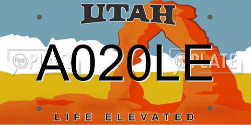 A020LE Utah License Plate