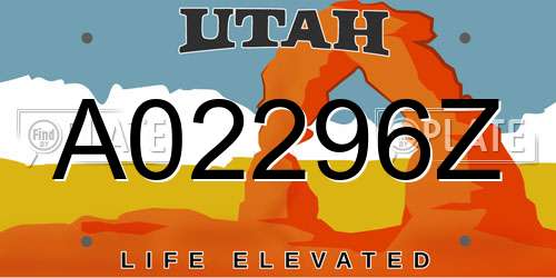 A02296Z Utah License Plate