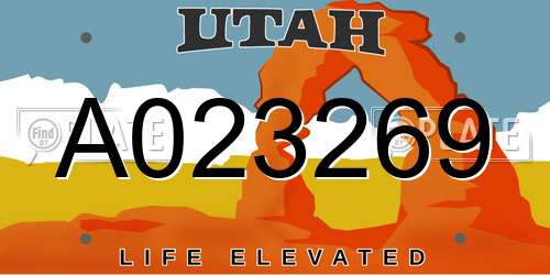 A023269 Utah License Plate
