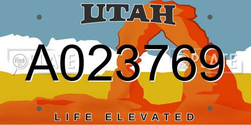 A023769 Utah License Plate