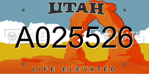 A025526 Utah License Plate