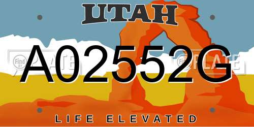 A02552G Utah License Plate