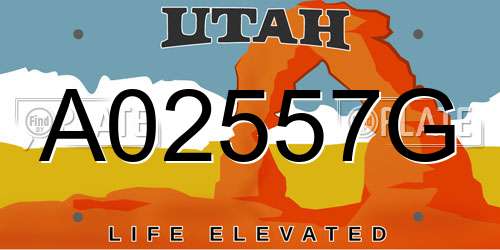 A02557G Utah License Plate