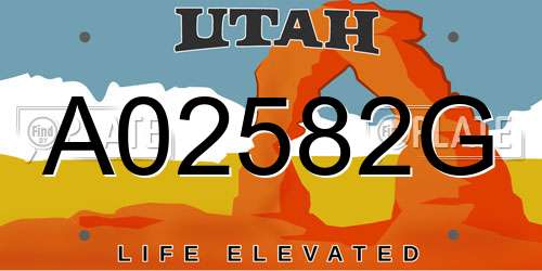 A02582G Utah License Plate