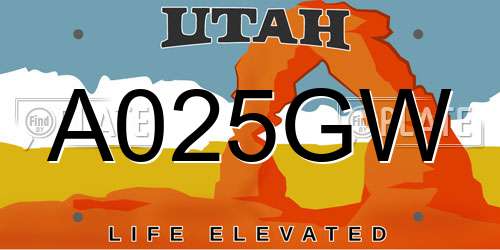 A025GW Utah License Plate