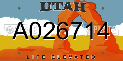 A026714 Utah License Plate