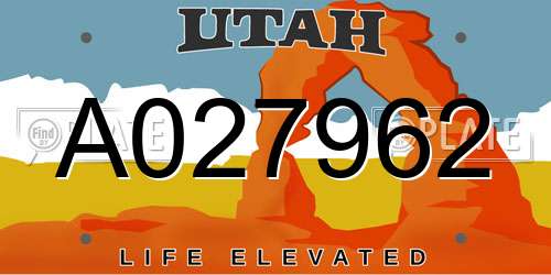 A027962 Utah License Plate