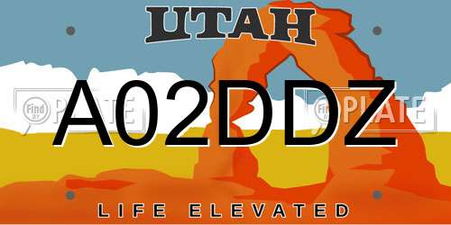 A02DDZ Utah License Plate