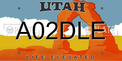 A02DLE Utah License Plate