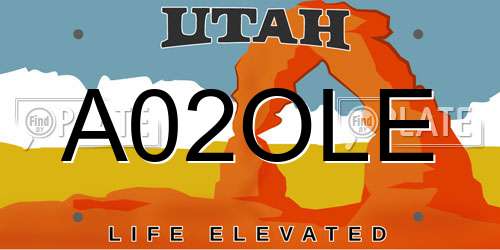 A02OLE Utah License Plate