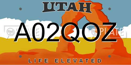 A02QOZ Utah License Plate