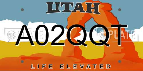 A02QQT Utah License Plate