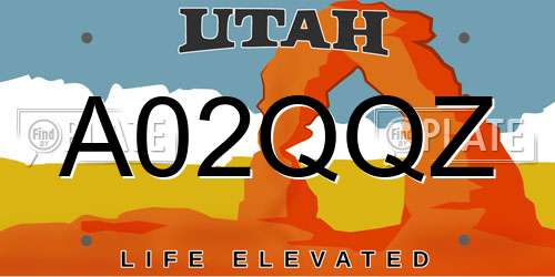 A02QQZ Utah License Plate