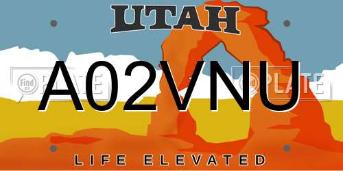 A02VNU Utah License Plate