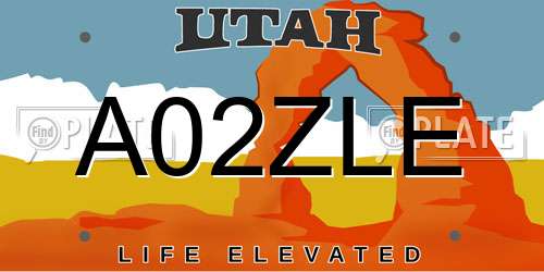 A02ZLE Utah License Plate