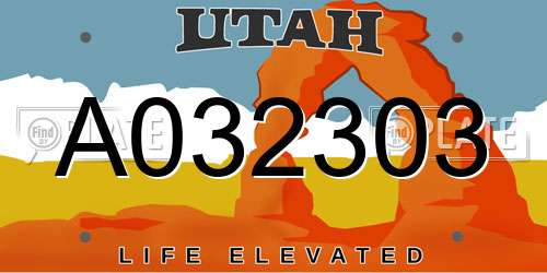 A032303 Utah License Plate