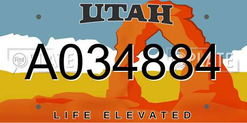 A034884 Utah License Plate