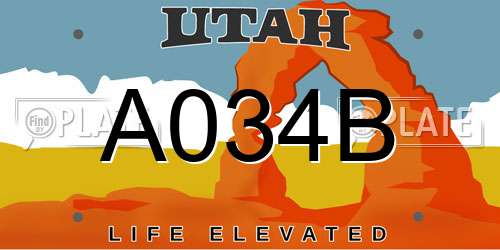 A034B Utah License Plate