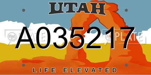 A035217 Utah License Plate
