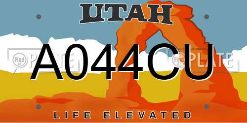 A044CU Utah License Plate