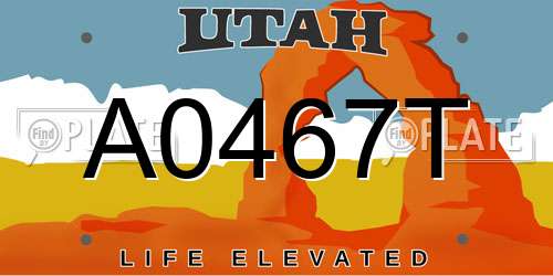 A0467T Utah License Plate