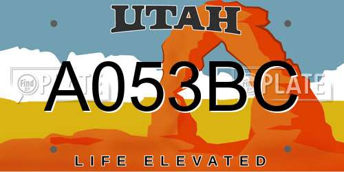 A053BC Utah License Plate
