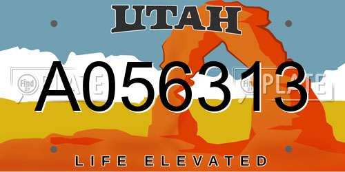 A056313 Utah License Plate